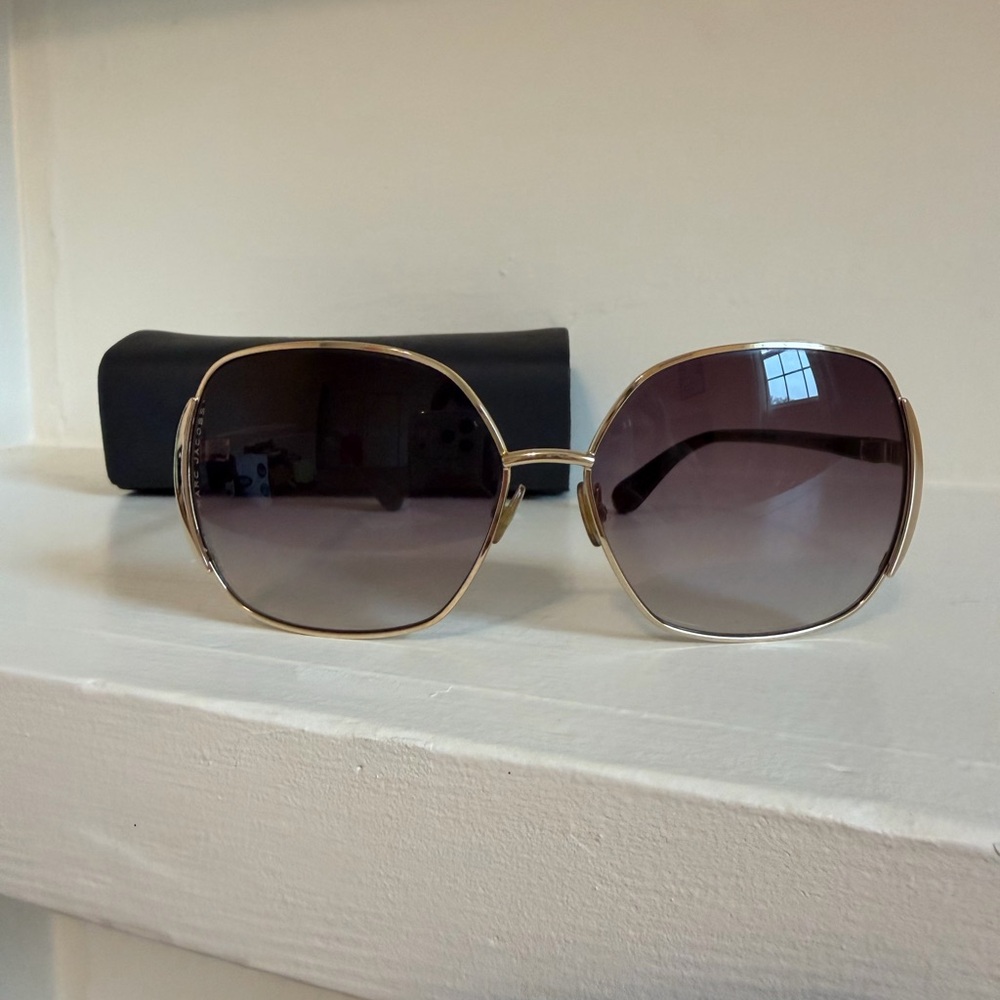 March by Marc Jacob Gold Frame Gradient Brown Women's Oversized Sunglasses